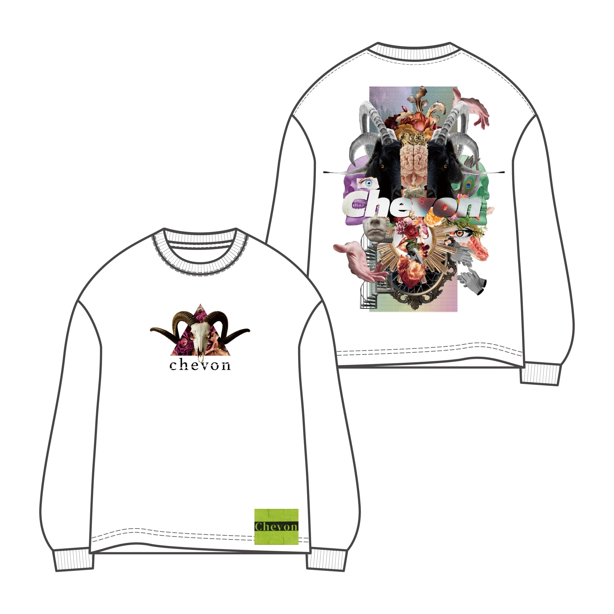 ChevonコラージュアートロンT / ホワイト / Official Goods Shop ChevonコラージュアートロンT / ホワイト / Official Goods Shop